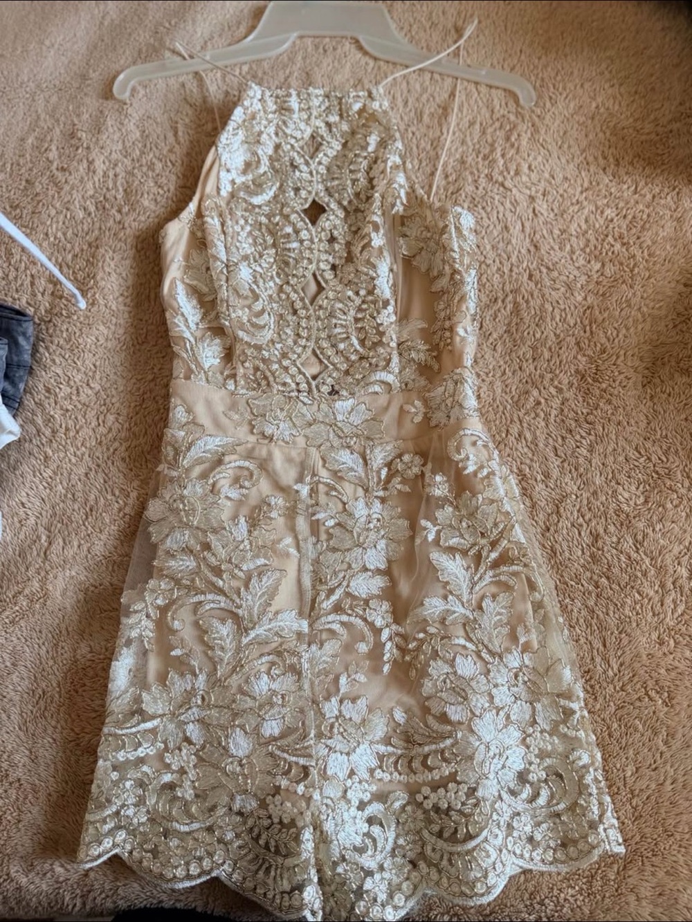 Elegant Ivory Lace Halter Romper